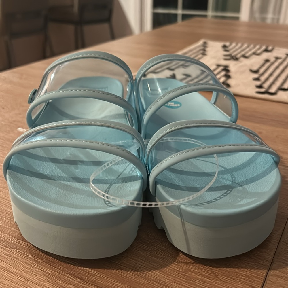 Reef Blue Platform Sandals Chunky Sole vista hi energy slides 8.5 clear teal - Picture 12 of 12